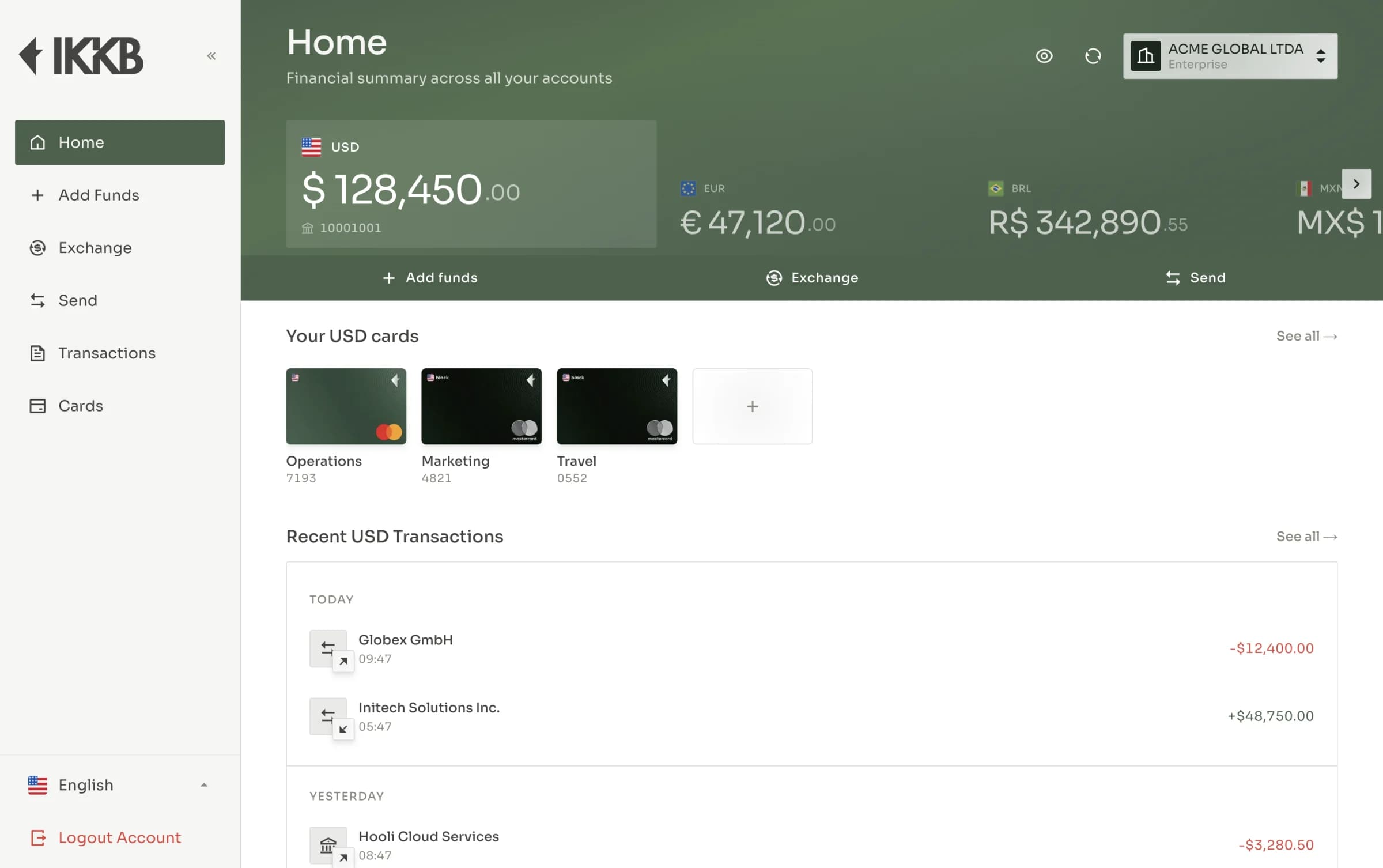 Interface do produto IKKB em uma demonstração interativa